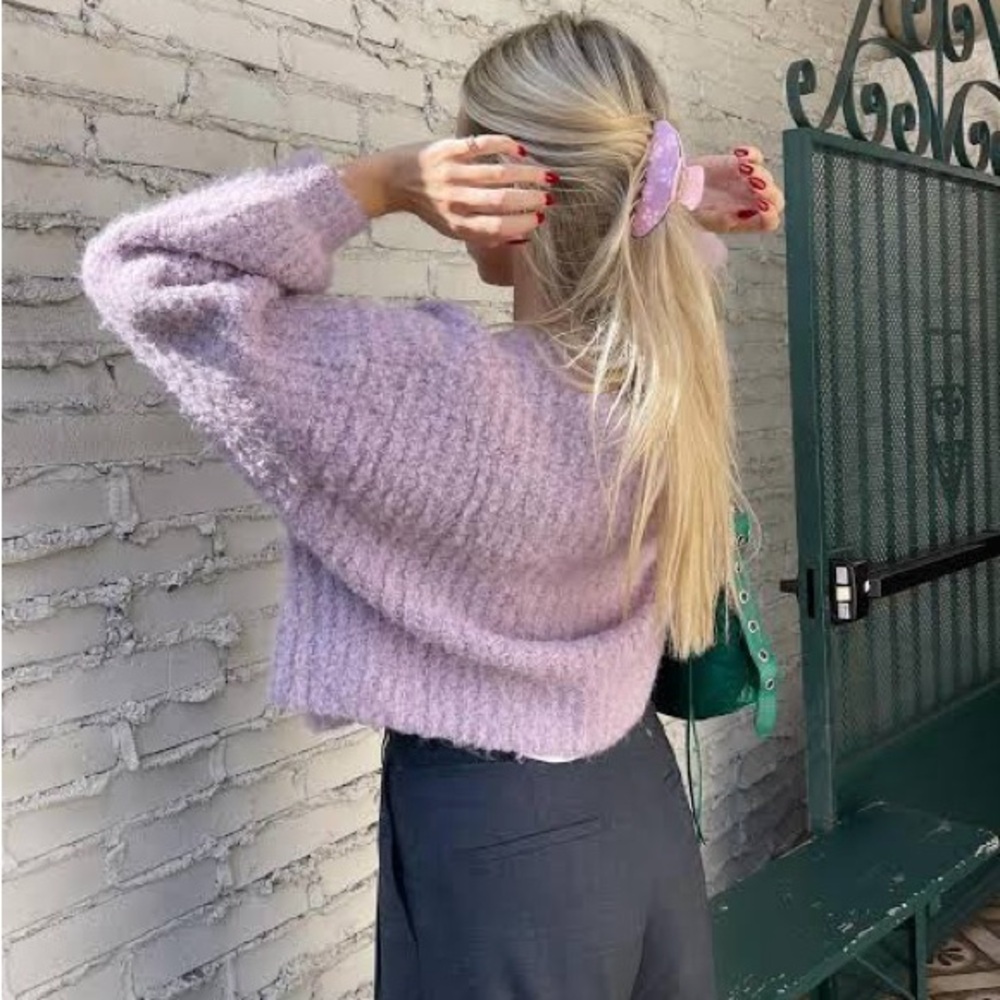 Elsie Knit Cardigan Lavendar View 4